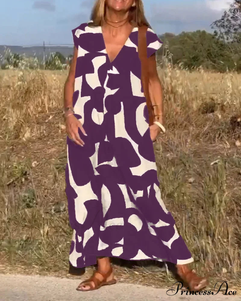 Printed V-neck Dress image 16
