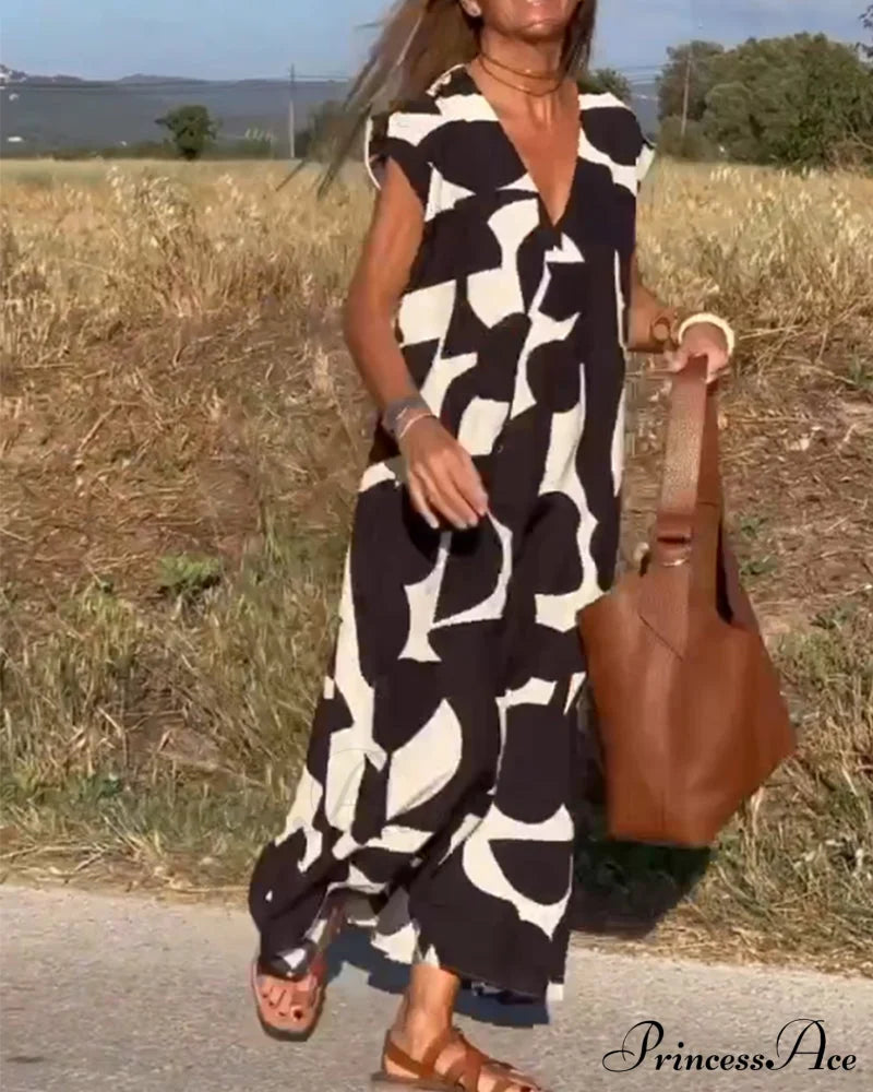 Printed V-neck Dress image 7