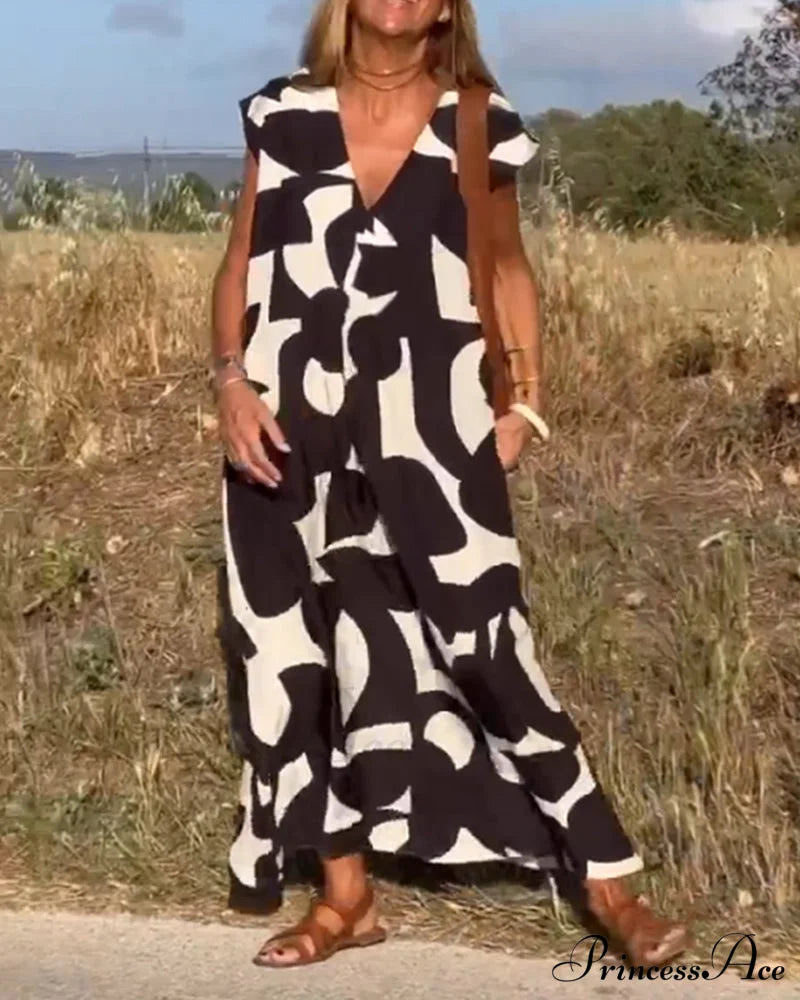 Printed V-neck Dress image 6