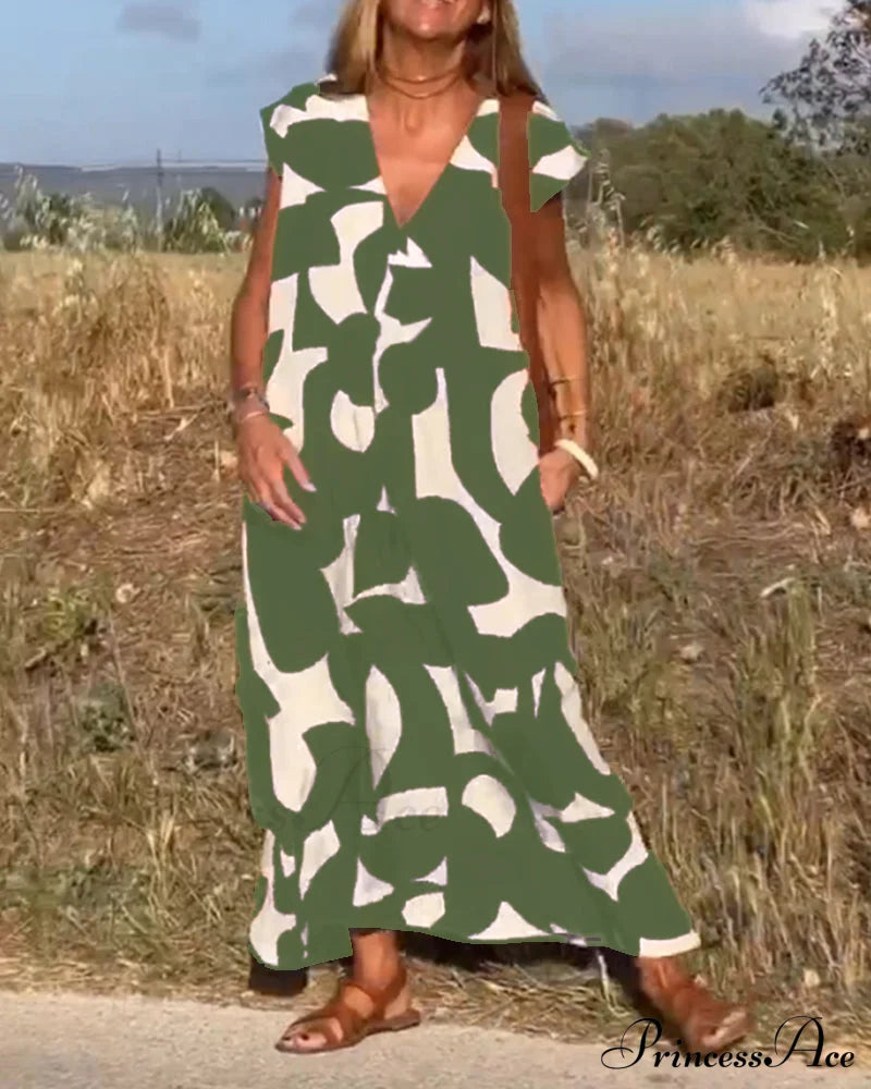 Printed V-neck Dress image 10