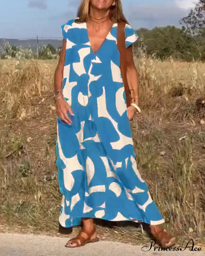 Printed V-neck Dress image 12
