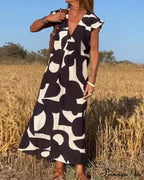 Printed V-neck Dress image 3