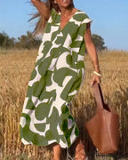 Printed V-neck Dress image 9