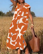 Printed V-neck Dress image 15