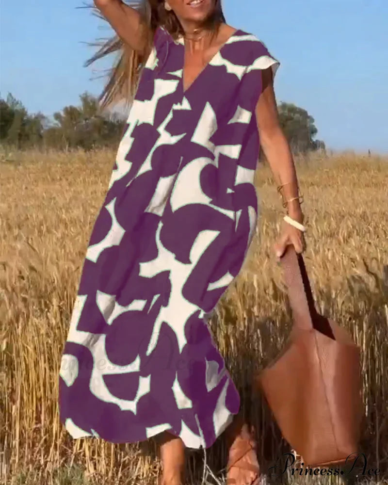 Printed V-neck Dress image 17