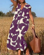 Printed V-neck Dress image 17