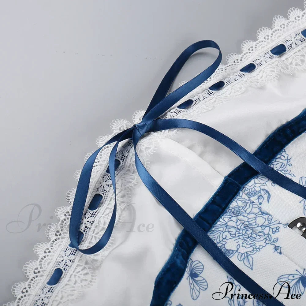 Printed Vacation Off-Shoulder Blue Metal Button Spring Elegant Outside Female Mini Floral Dress image 6