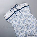 Printed Vacation Off-Shoulder Blue Metal Button Spring Elegant Outside Female Mini Floral Dress image 5