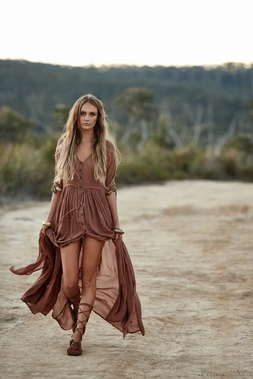 Printing Maxi Deep V Neck Stretch Boho Dress image 5