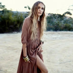Printing Maxi Deep V Neck Stretch Boho Dress image 3