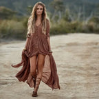 Printing Maxi Deep V Neck Stretch Boho Dress image 6