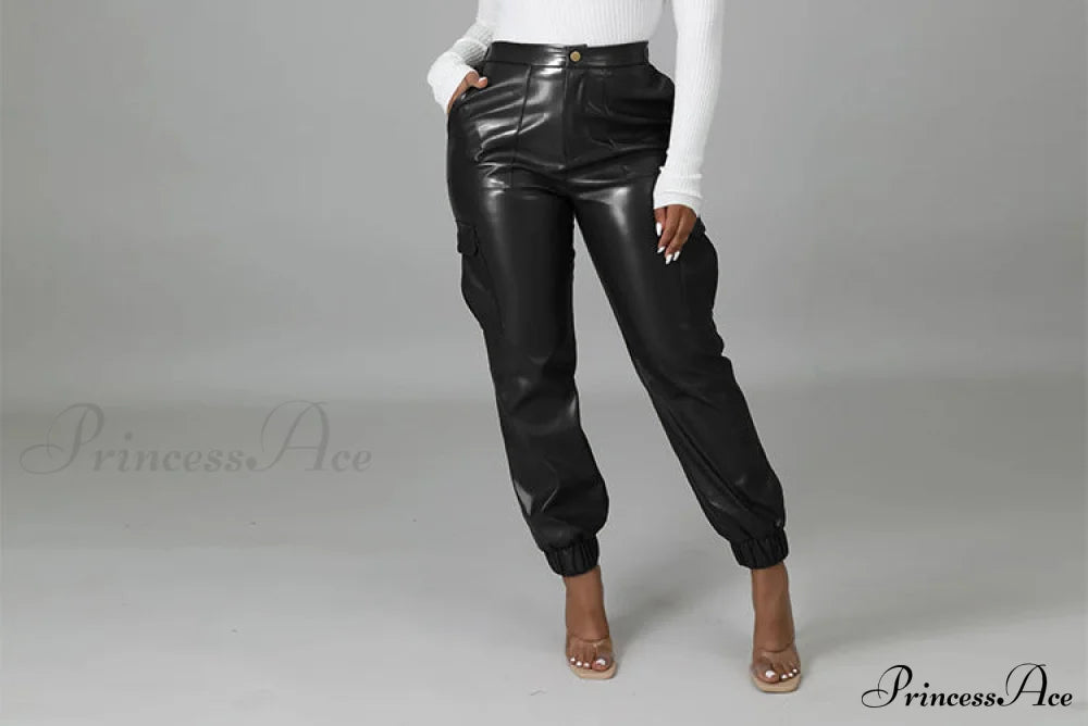 PU Leather Fashion Elegant Office Pants image 7