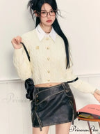 PU Leather High Waist A-Line Trendy Zipper Design Belted Mini Skirt image 8