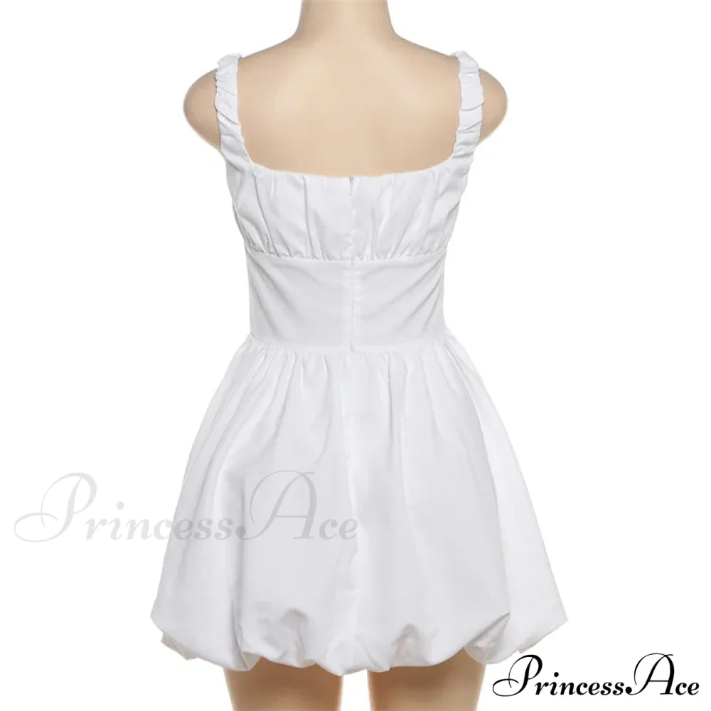 Puff Flare Square Charming Neck Strap Mini Dress image 10