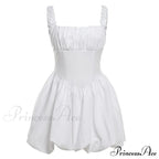 Puff Flare Square Charming Neck Strap Mini Dress image 8