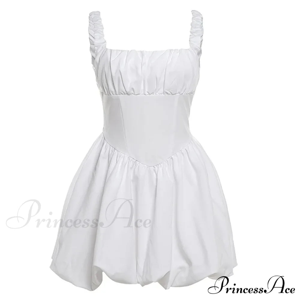 Puff Flare Square Charming Neck Strap Mini Dress image 8