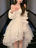 Puff sleeve casual Trendy fairy chiffon dress image 1