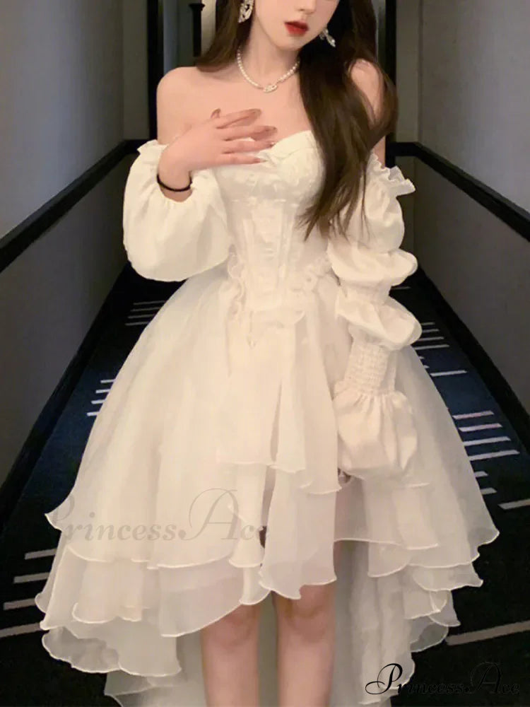 Puff sleeve casual Trendy fairy chiffon dress image 1