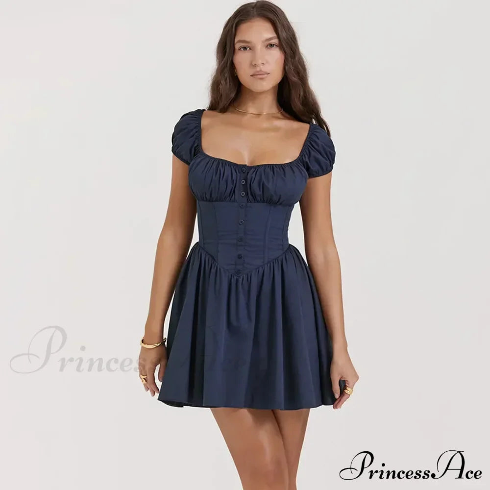 Puff Sleeve Pleated Corset Mini Dress image 5