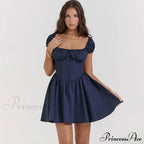 Puff Sleeve Pleated Corset Mini Dress image 4