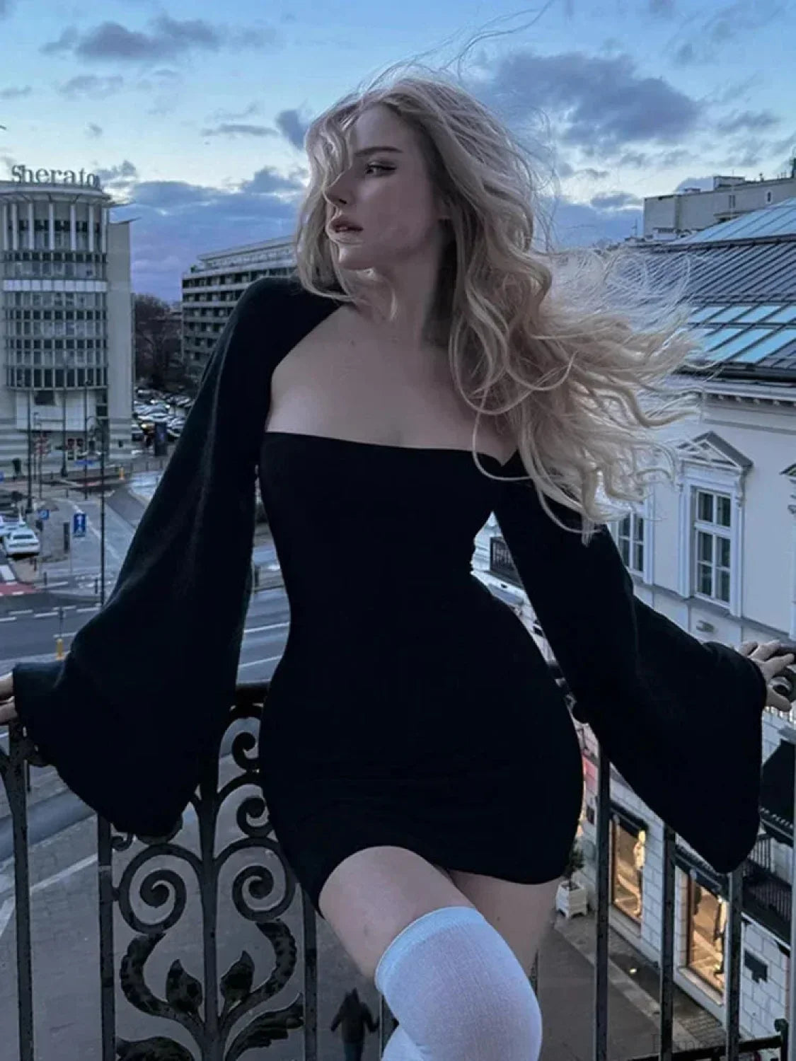 Puff Sleeve Square Collar Mini Dress image 6