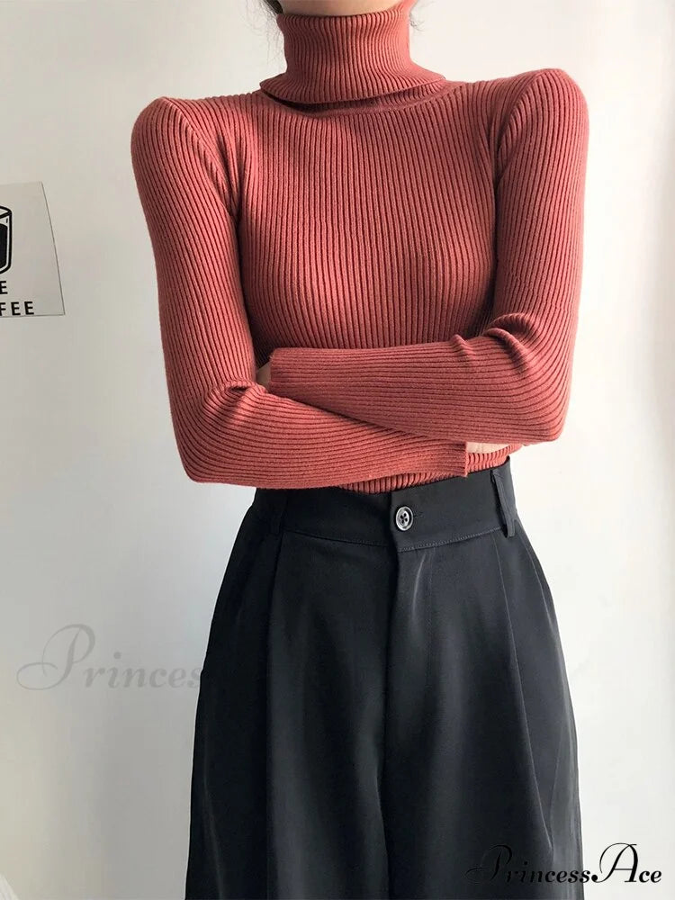 Pullover Turtleneck Solid Color Top image 5