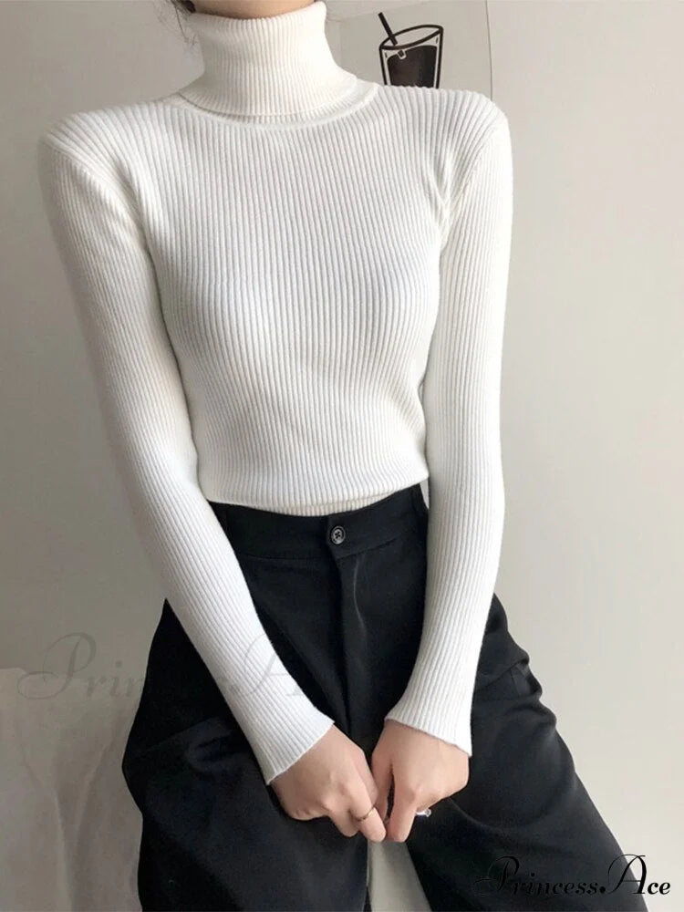 Pullover Turtleneck Solid Color Top image 6
