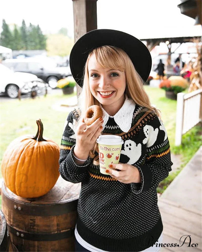 Pumpkin Knitted Pullovers Sweaters image 3