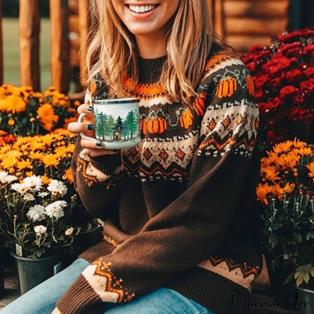 Pumpkin Knitted Pullovers Sweaters image 2