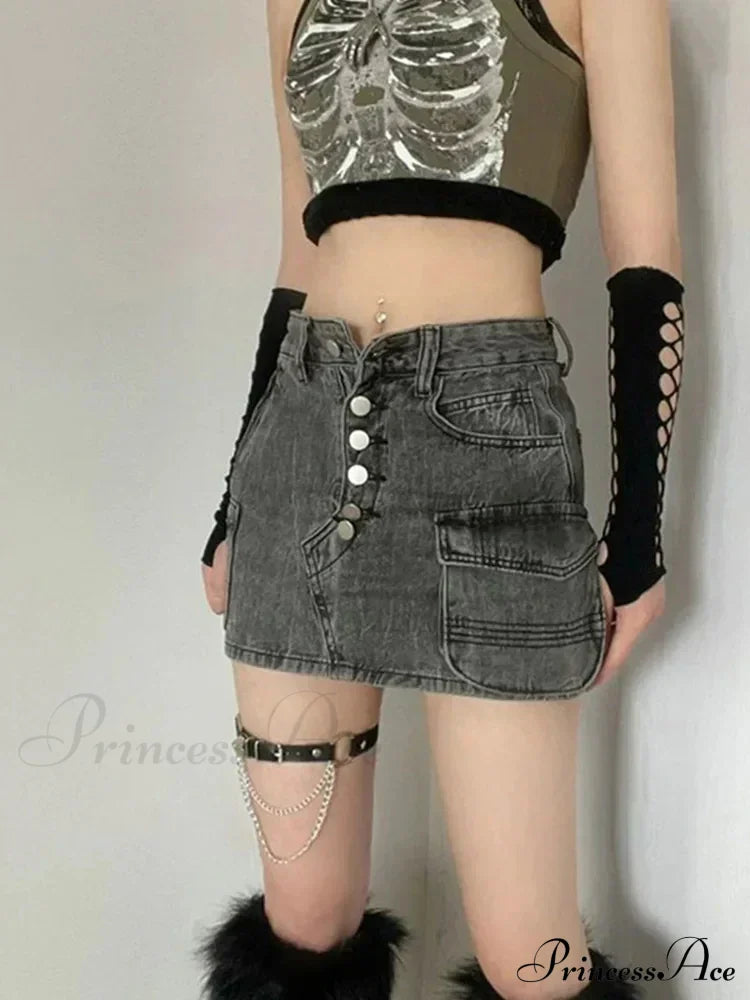 Punk Aesthetic Cyber Retro X-ray Skeleton Print Sleeveless Vest ArmyGreen Crop Designer Clothes Women Summer Emo Tank top image 3