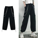 Punk Black Female Joggers Cargo Pants image 9