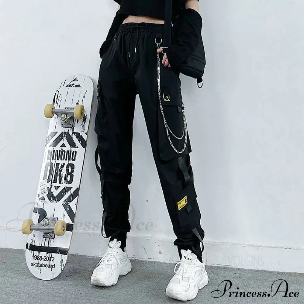 Punk Black Female Joggers Cargo Pants image 10