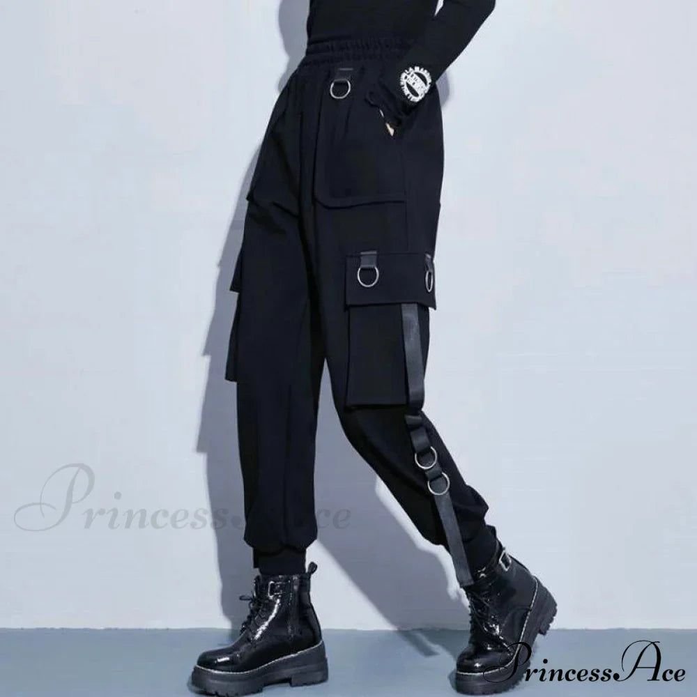 Punk Black Female Joggers Cargo Pants image 5
