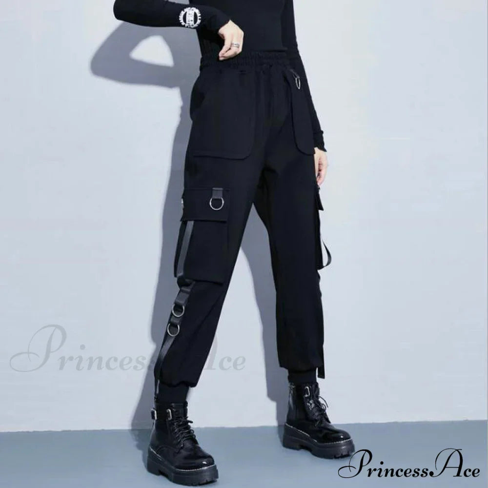 Punk Black Female Joggers Cargo Pants image 3