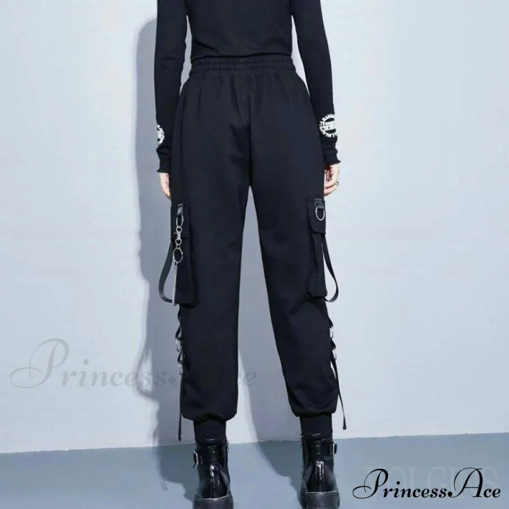 Punk Black Female Joggers Cargo Pants image 6