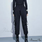 Punk Black Female Joggers Cargo Pants image 6