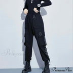 Punk Black Female Joggers Cargo Pants image 2