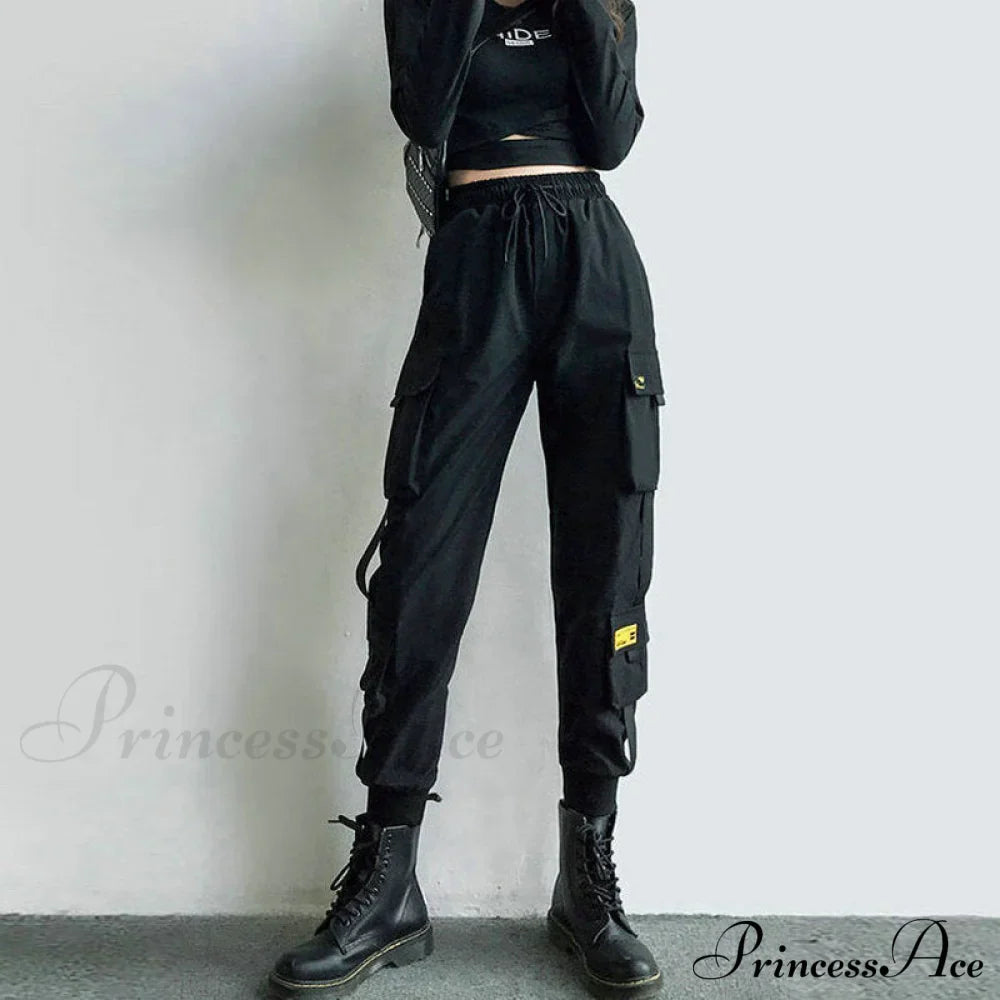 Punk Black Female Joggers Cargo Pants image 8