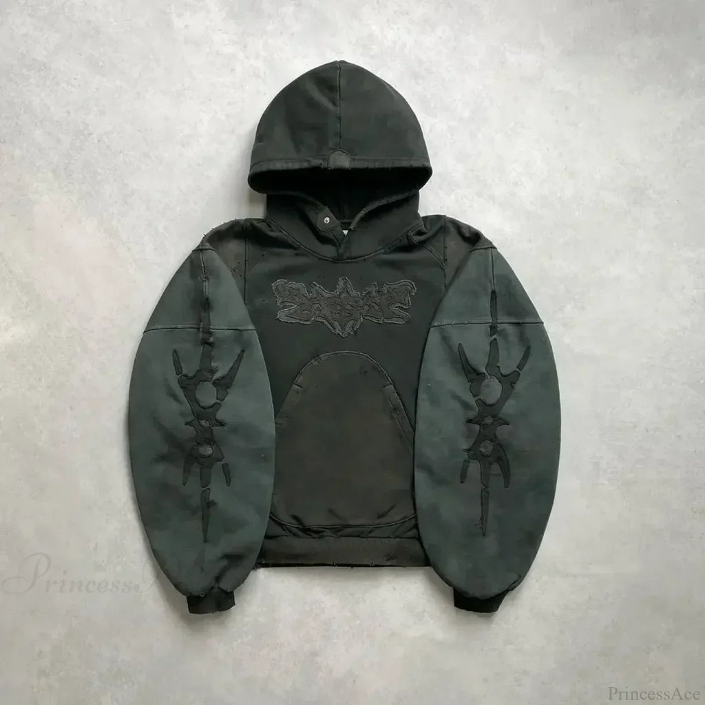 Punk Hip-Hop Embroidered Hoodie image 1
