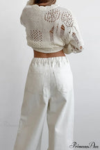Pure Cotton White Drawstring Denim Pants image 3