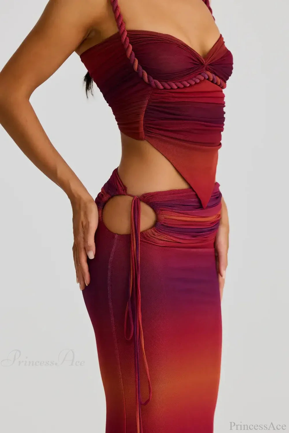Push Up Backless Gradient Three Piece Swimsuit image 5