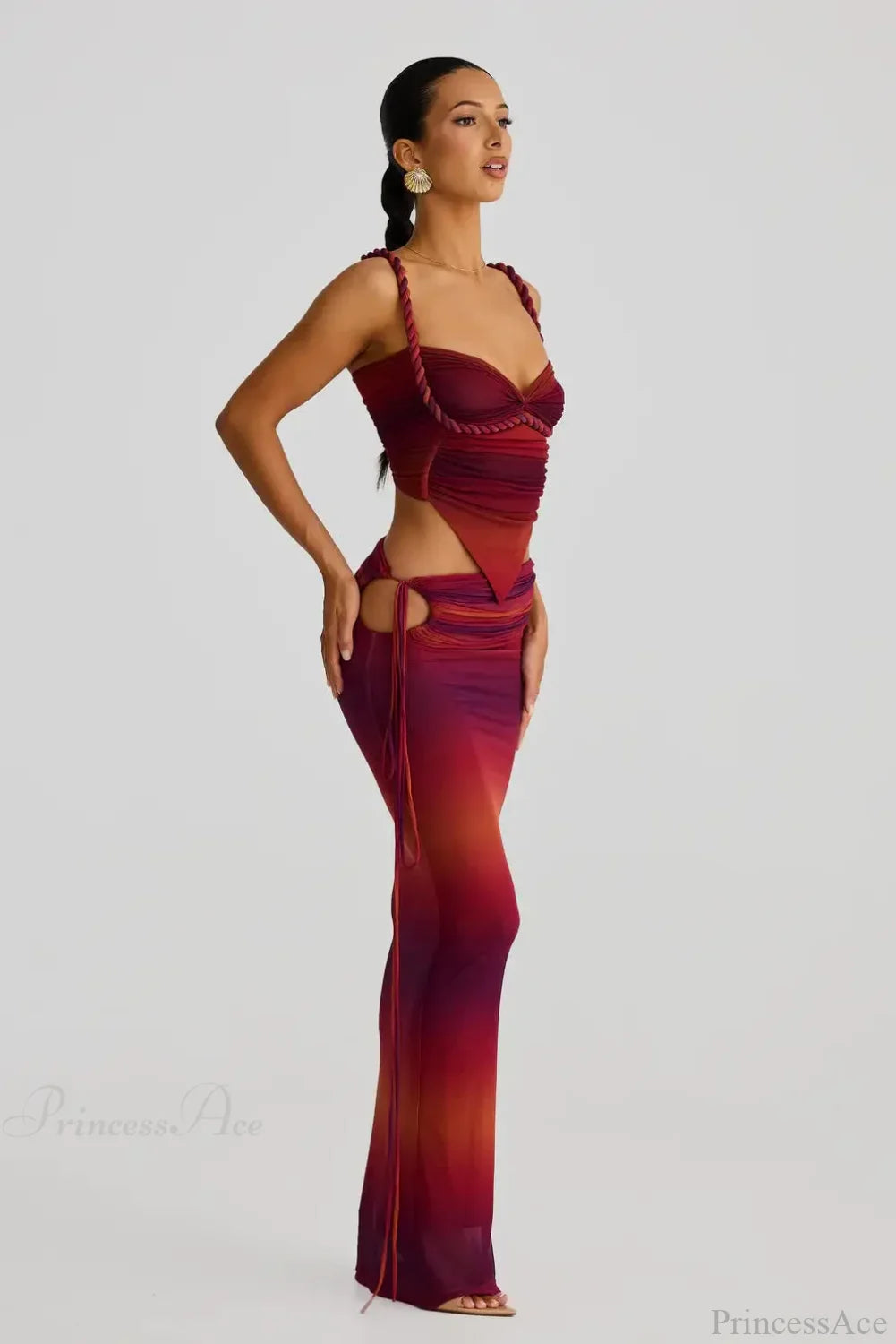 Push Up Backless Gradient Three Piece Swimsuit image 4