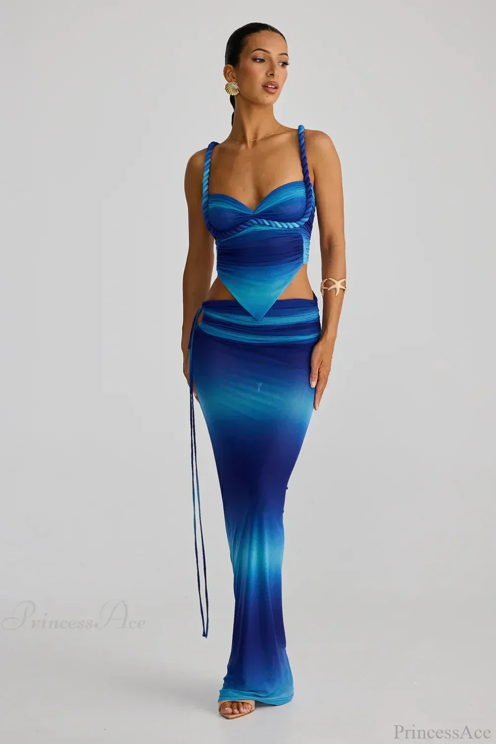 Push Up Backless Gradient Three Piece Swimsuit image 1