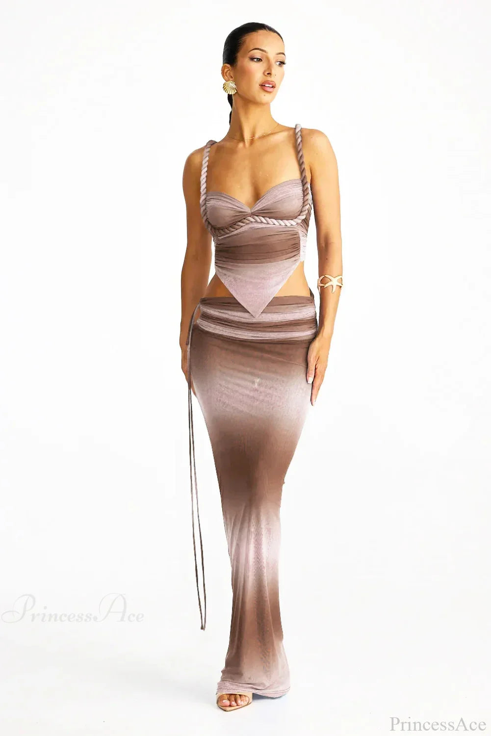 Push Up Backless Gradient Three Piece Swimsuit image 8