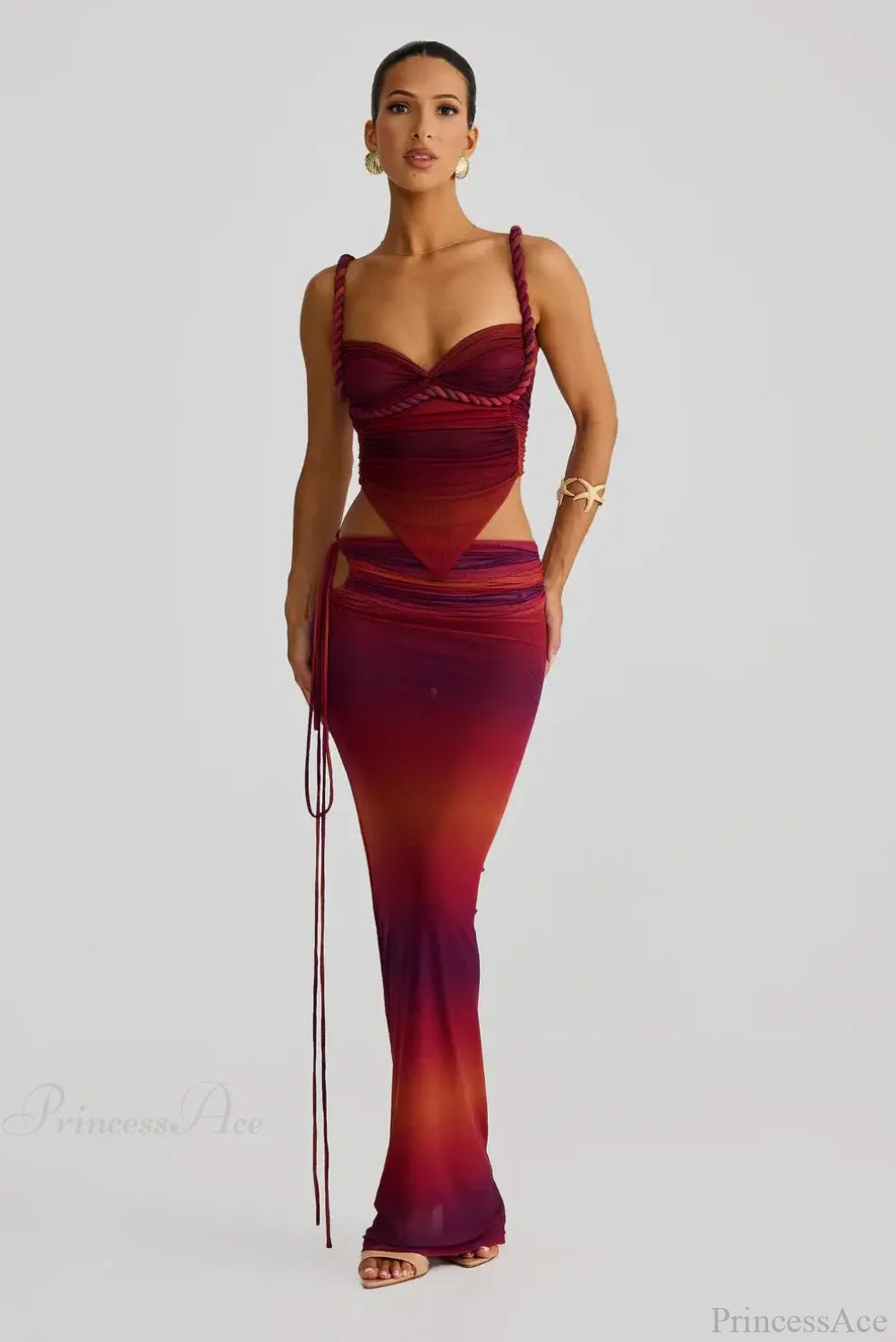 Push Up Backless Gradient Three Piece Swimsuit image 3