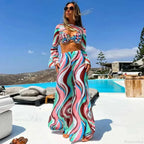 Push Up Bikini Set with Linen Three Piece Swimsuit image 5