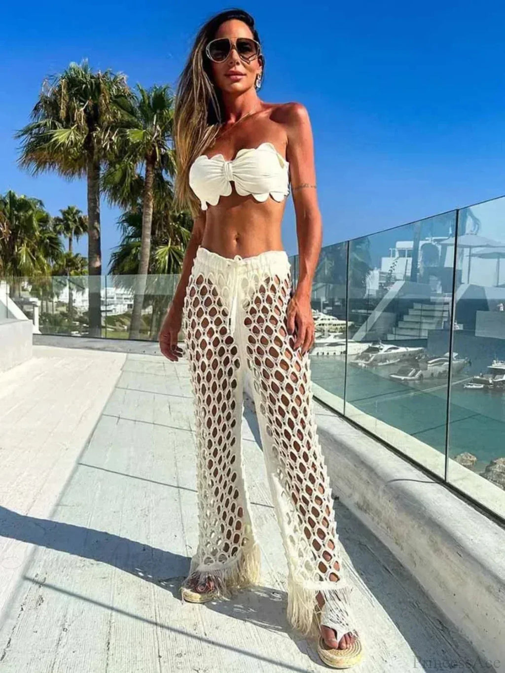 Push Up Bikini Set with Linen Three Piece Swimsuit image 2