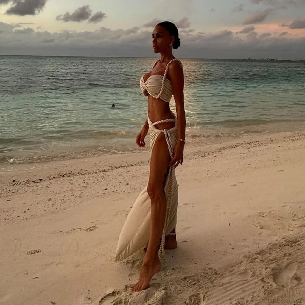 Push Up Halter Skirt Three Piece Swimsuit image 2