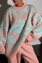 Rabbit Pattern Loose Lazy Colorblock Sweater image 5