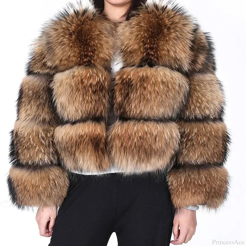 Raccoon Fur Thick Luxury Winter Coat image 2